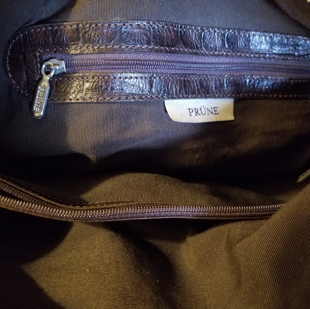 Prune Brown Croc Print Handbag